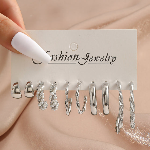 Perle Silber Farbe Ohrringe Set