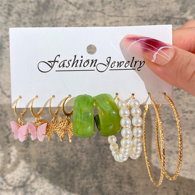 Ohrringe Set Für Frauen Punk Perle Baumeln Schmuck Geschenk