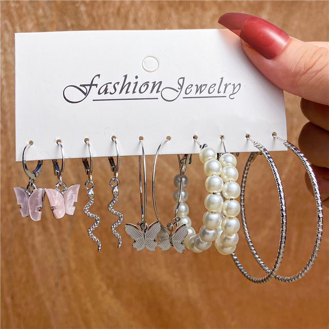 Ohrringe Set Für Frauen Punk Perle Baumeln Schmuck Geschenk