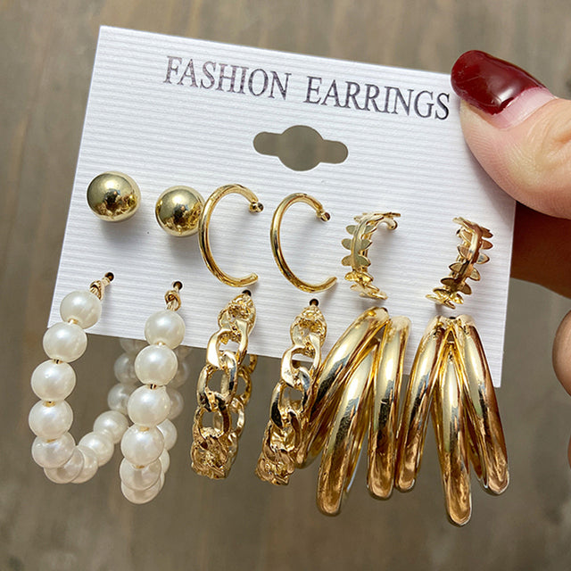 Ohrringe Set Für Frauen Punk Perle Baumeln Schmuck Geschenk