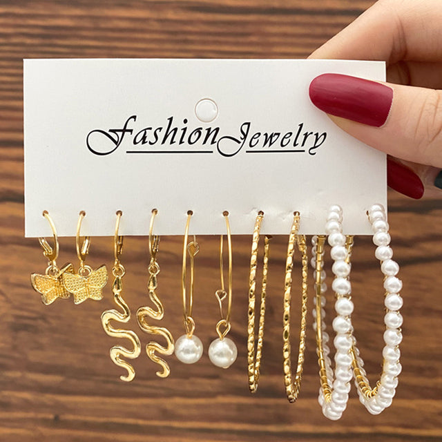Ohrringe Set Für Frauen Punk Perle Baumeln Schmuck Geschenk