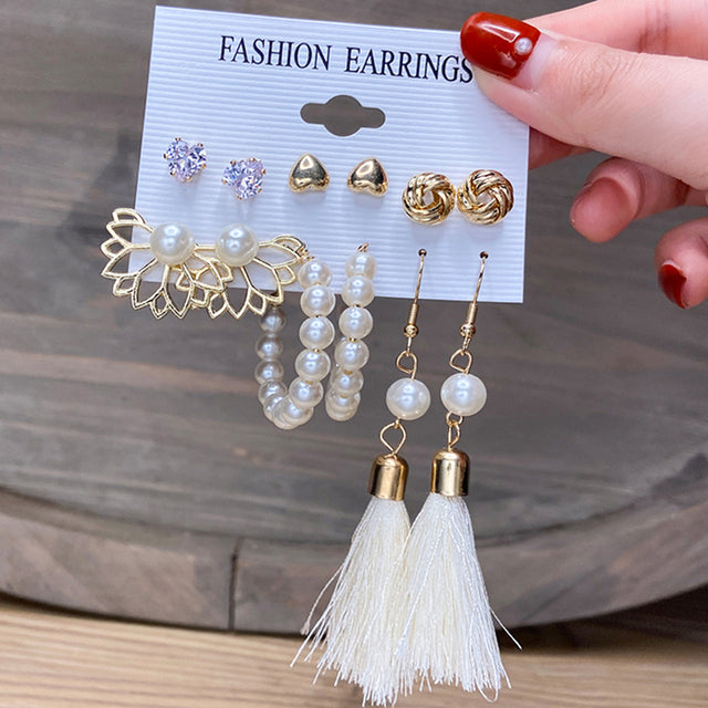 Ohrringe Set Für Frauen Punk Perle Baumeln Schmuck Geschenk