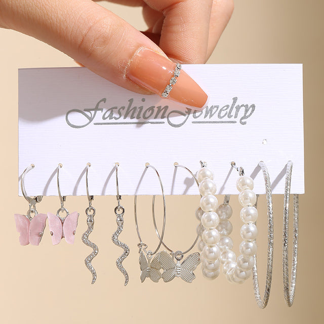 Ohrringe Set Für Frauen Punk Perle Baumeln Schmuck Geschenk
