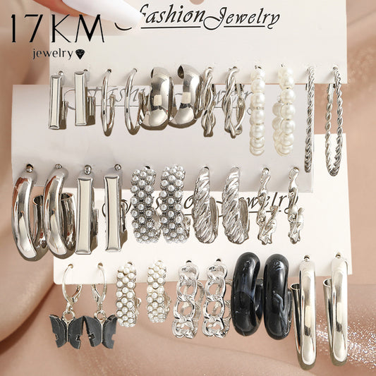 Perle Silber Farbe Ohrringe Set