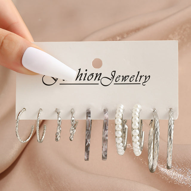 Perle Silber Farbe Ohrringe Set