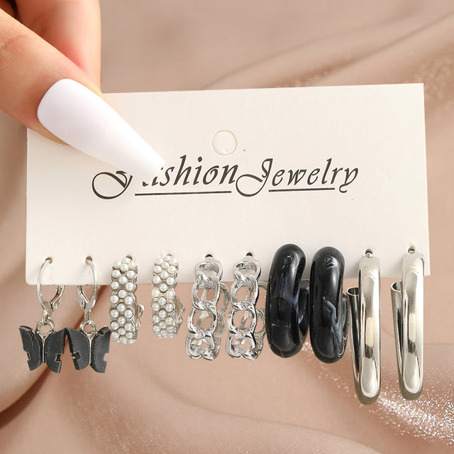 Perle Silber Farbe Ohrringe Set