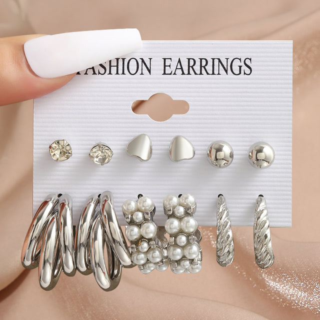 Perle Silber Farbe Ohrringe Set