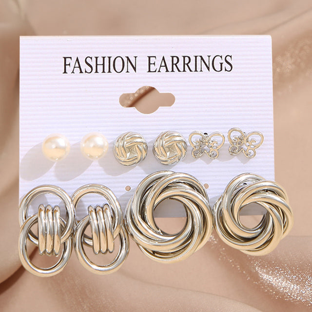Perle Silber Farbe Ohrringe Set