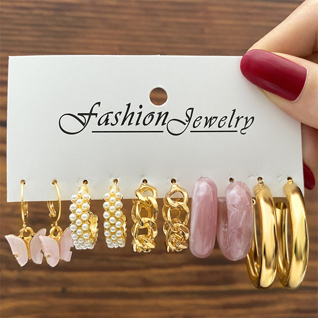 Ohrringe Set Für Frauen Punk Perle Baumeln Schmuck Geschenk