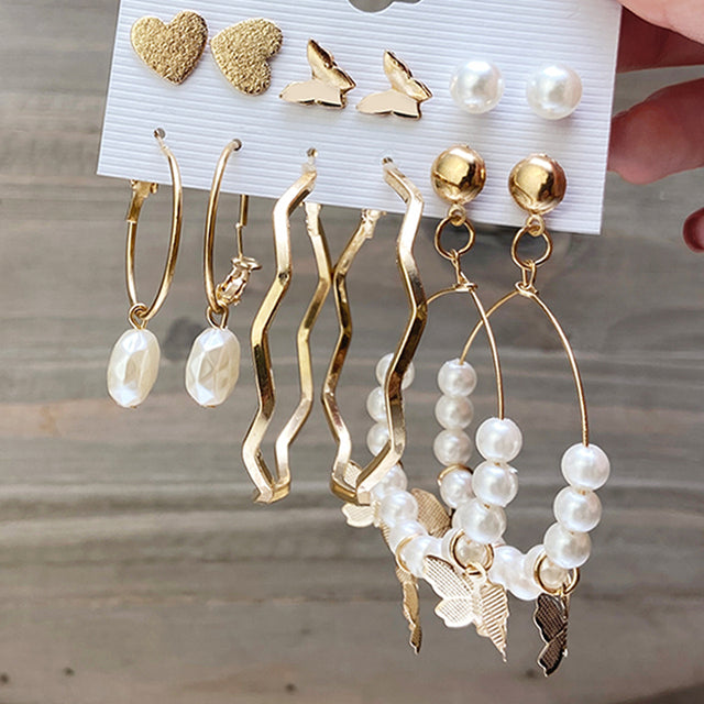Ohrringe Set Für Frauen Punk Perle Baumeln Schmuck Geschenk