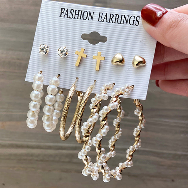 Ohrringe Set Für Frauen Punk Perle Baumeln Schmuck Geschenk