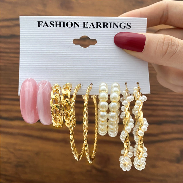 Ohrringe Set Für Frauen Punk Perle Baumeln Schmuck Geschenk