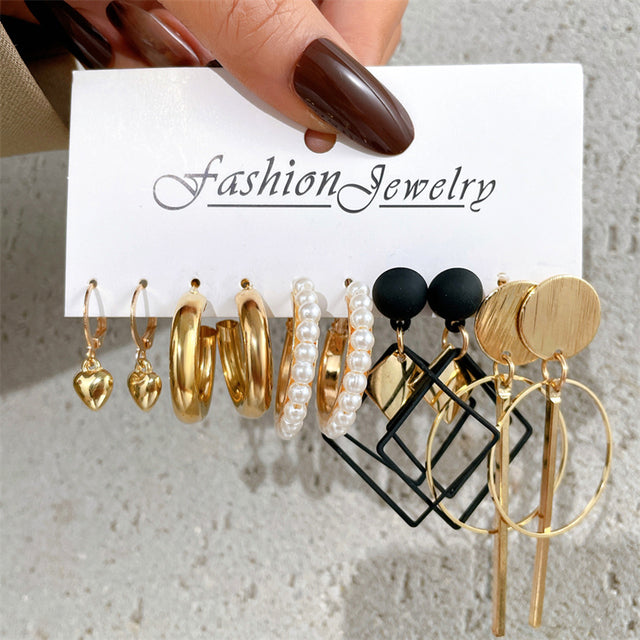Ohrringe Set Für Frauen Punk Perle Baumeln Schmuck Geschenk
