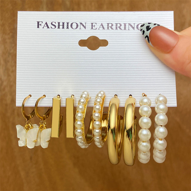 Ohrringe Set Für Frauen Punk Perle Baumeln Schmuck Geschenk
