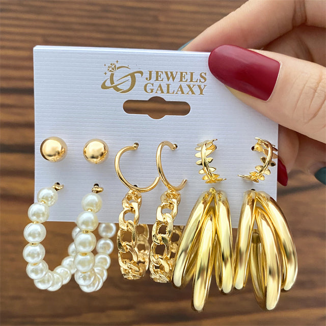 Ohrringe Set Für Frauen Punk Perle Baumeln Schmuck Geschenk