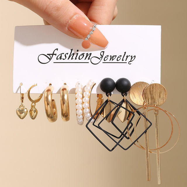 Ohrringe Set Für Frauen Punk Perle Baumeln Schmuck Geschenk