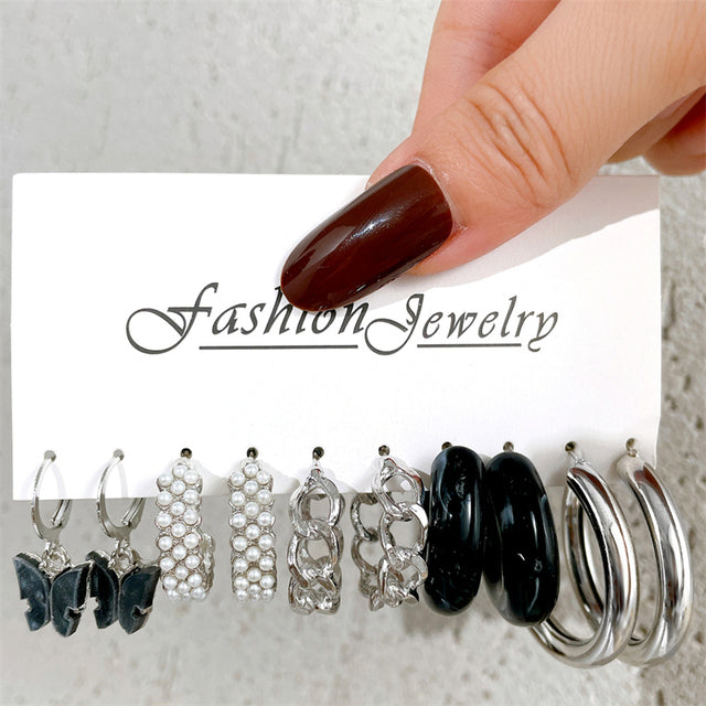 Ohrringe Set Für Frauen Punk Perle Baumeln Schmuck Geschenk
