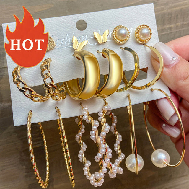 Ohrringe Set Für Frauen Punk Perle Baumeln Schmuck Geschenk