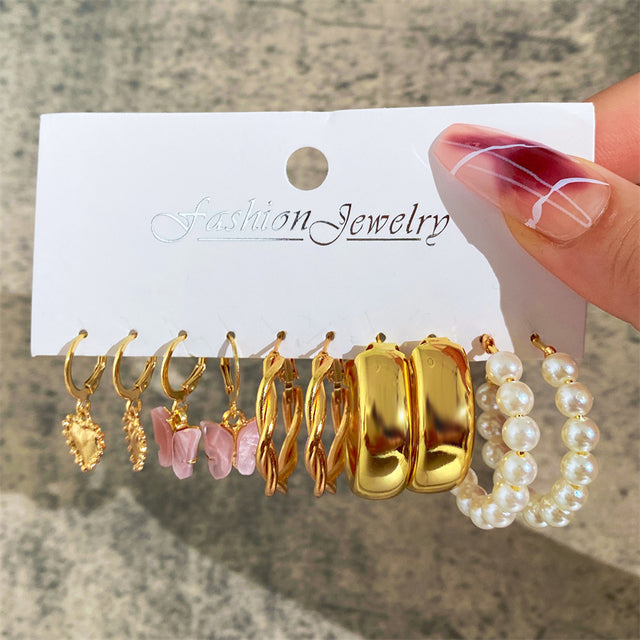 Ohrringe Set Für Frauen Punk Perle Baumeln Schmuck Geschenk