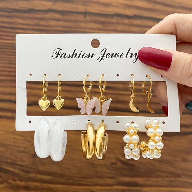 Ohrringe Set Für Frauen Punk Perle Baumeln Schmuck Geschenk