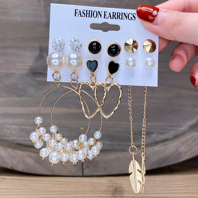 Ohrringe Set Für Frauen Punk Perle Baumeln Schmuck Geschenk