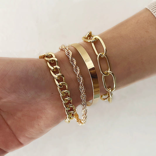 Gold Farbe Charme Armbänder Armreifen 2022 Neue Mode Schmuck 4 stücke
