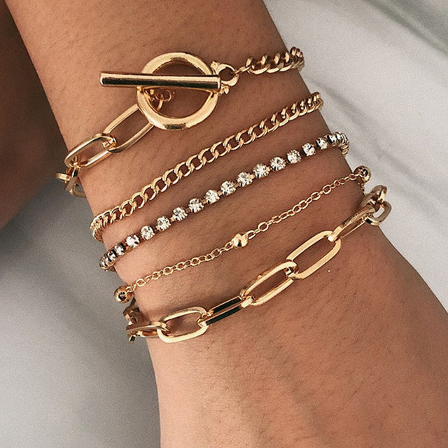 Gold Farbe Charme Armbänder Armreifen 2022 Neue Mode Schmuck 4 stücke