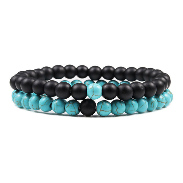 Set Armband Paare Abstand Schwarz Weiß Natürlich