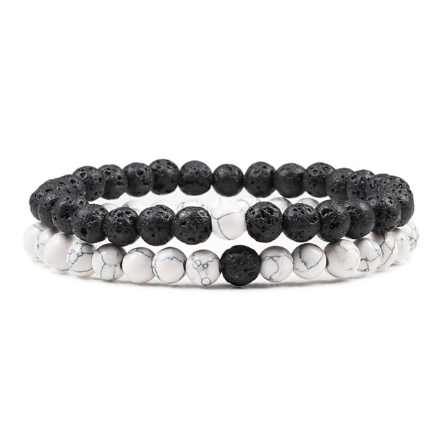 Set Armband Paare Abstand Schwarz Weiß Natürlich