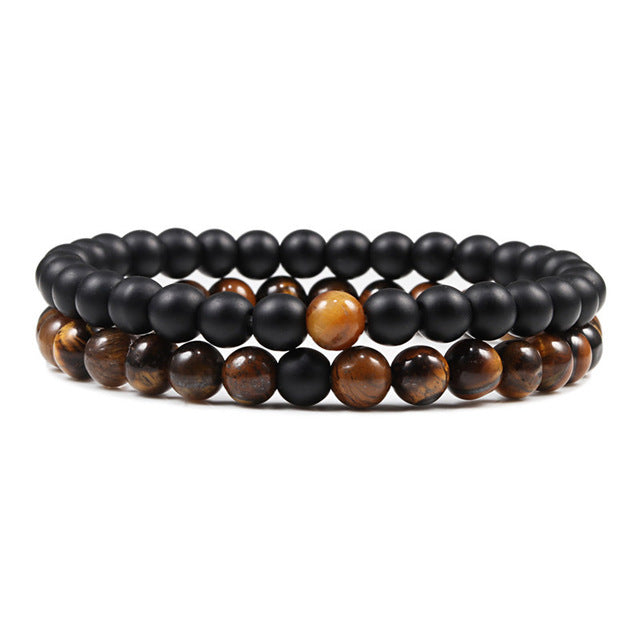 Set Armband Paare Abstand Schwarz Weiß Natürlich
