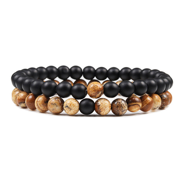 Set Armband Paare Abstand Schwarz Weiß Natürlich