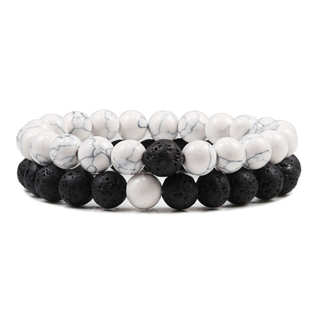Set Armband Paare Abstand Schwarz Weiß Natürlich