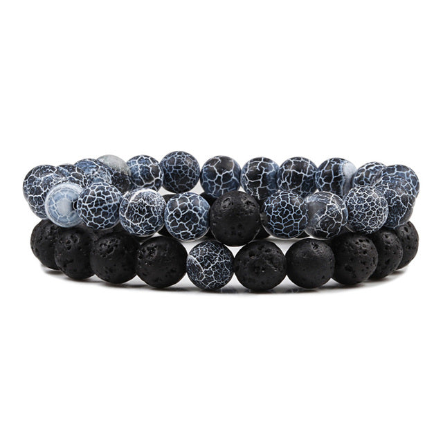 Set Armband Paare Abstand Schwarz Weiß Natürlich