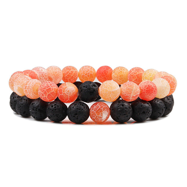 Set Armband Paare Abstand Schwarz Weiß Natürlich