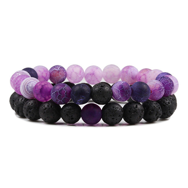 Set Armband Paare Abstand Schwarz Weiß Natürlich