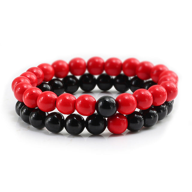 Set Armband Paare Abstand Schwarz Weiß Natürlich
