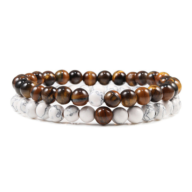 Set Armband Paare Abstand Schwarz Weiß Natürlich