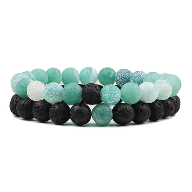 Set Armband Paare Abstand Schwarz Weiß Natürlich