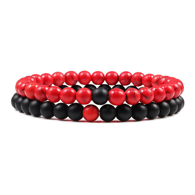 Set Armband Paare Abstand Schwarz Weiß Natürlich