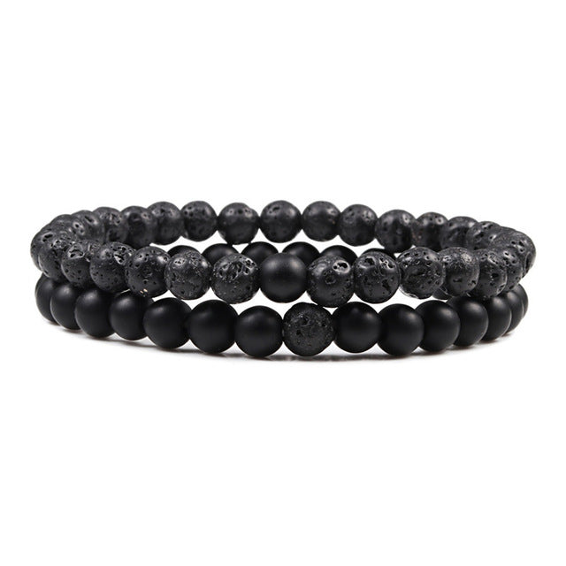 Set Armband Paare Abstand Schwarz Weiß Natürlich