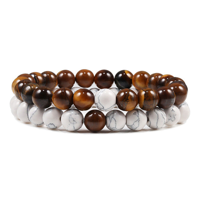 Set Armband Paare Abstand Schwarz Weiß Natürlich